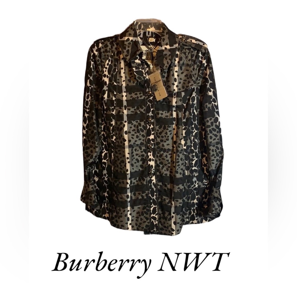 Authentic Burberry shirt blouse jacket raincoat lad XS-2 $1500 black white
